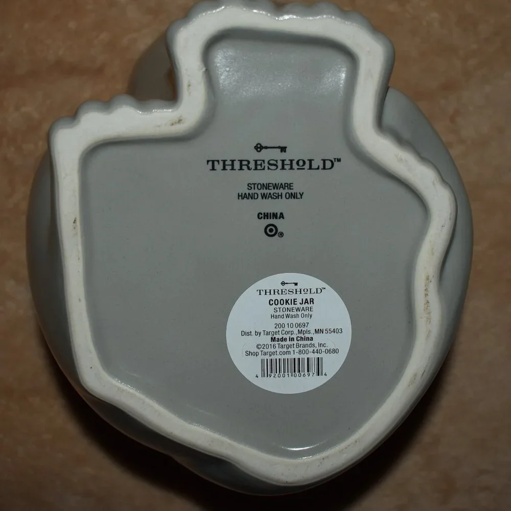 Threshold Stoneware Gray Cat Cookie Jar Cottage Farmhouse Kitchen Decor - Picture 8 of 13